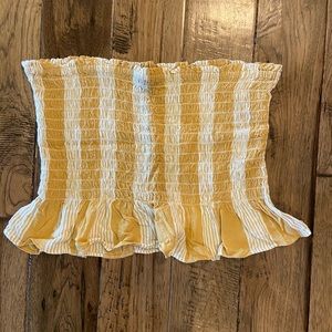 white and yellow striped tube top